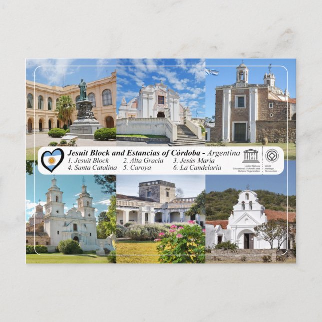 Cartão Postal UNESCO - Bloco Jesuíta e Estancias de Córdoba (Frente)