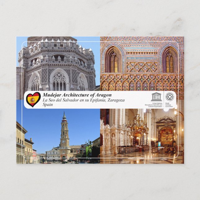 Cartão Postal UNESCO Catedral do Salvador de Saragoça (La Seo) (Frente)