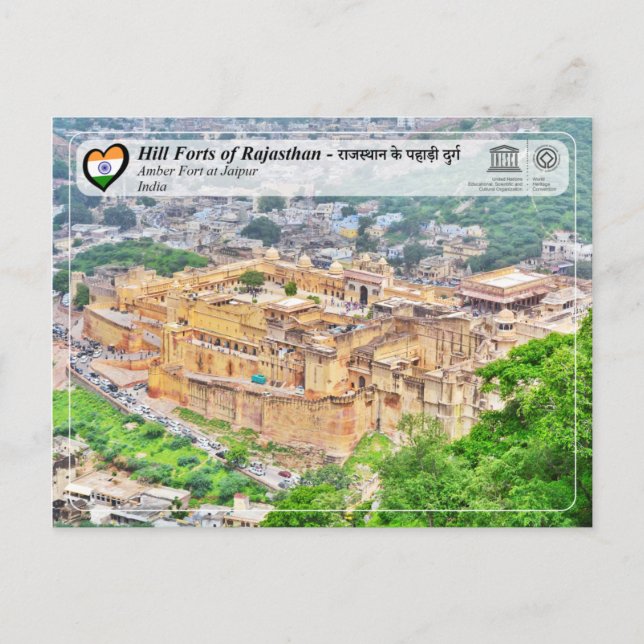 Cartão Postal Unesco - Hill Forts of Rajasthan - Amber Fort (Frente)