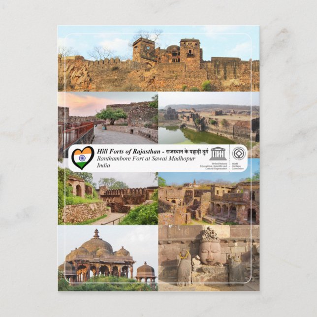 Cartão Postal Unesco, Hill Forts of Rajasthan - Ranthambore Fort (Frente)