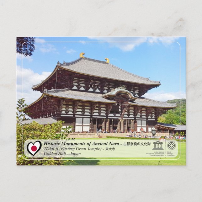 Cartão Postal UNESCO - Monumentos da Antiga Nara - Tôdai-ji (Frente)