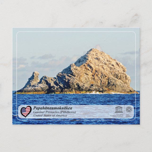 Cartão Postal UNESCO - Papahānaumokuākea - Gardner Pinnacle (Frente)