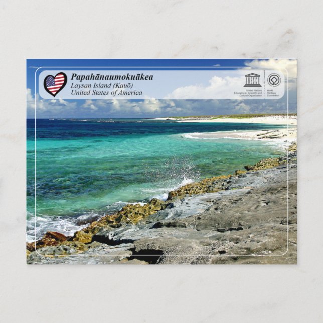 Cartão Postal UNESCO - Papahānaumokuākea - Ilha de Laysan (Frente)