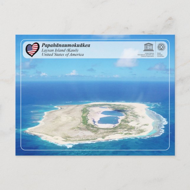 Cartão Postal UNESCO - Papahānaumokuākea - Ilha Laysan (Frente)
