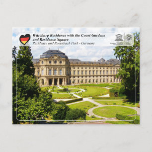 Cartão Postal UNESCO - Residência em Würzburg no Jardim do Tri