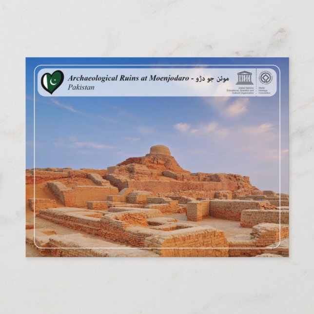 Cartão Postal Unesco - Ruínas arqueológicas em Moenjodaro (Frente)