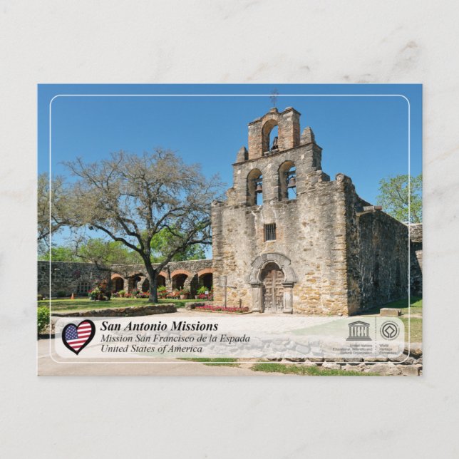 Cartão Postal UNESCO - San Antonio - Mission Espada (Frente)