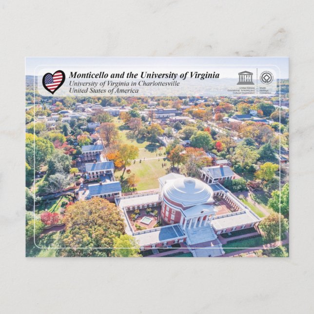 Cartão Postal UNESCO - University of Virginia in Charlottesville (Frente)