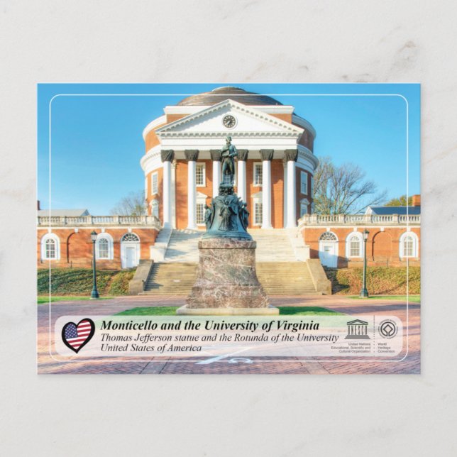 Cartão Postal UNESCO - University of Virginia in Charlottesville (Frente)