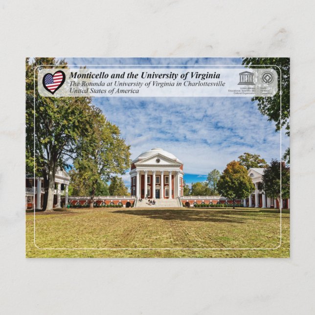 Cartão Postal UNESCO - University of Virginia in Charlottesville (Frente)