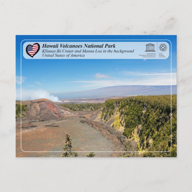 Cartão Postal UNESCO - vulcões do Havaí - Mauna Loa e Kīlauea  (Frente)