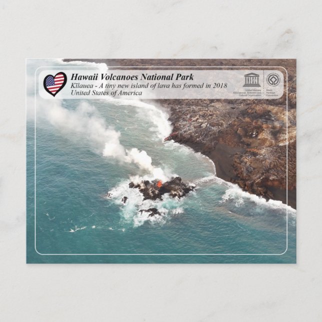 Cartão Postal UNESCO - Vulcões Havaí NP - Cartão-postal Kīlauea (Frente)