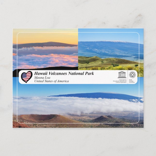 Cartão Postal UNESCO - Vulcões Havaí NP - Mauna Loa (Frente)