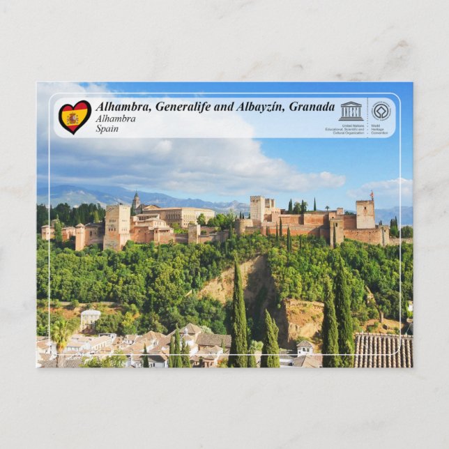 Cartão Postal UNESCO WHS - Alhambra, Granada (Frente)