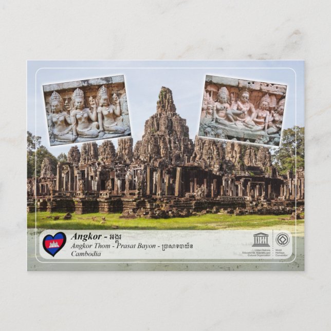 Cartão Postal UNESCO WHS - Angkor - Templo Bayon (Frente)