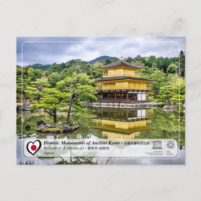 Cartão Postal UNESCO WHS - Antigo Kyoto -Rokuon-ji - 鹿苑寺 (Frente)