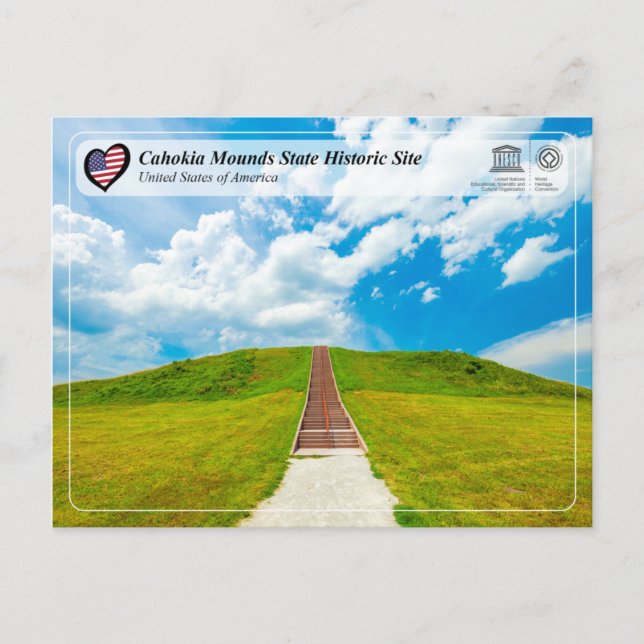 Cartão Postal UNESCO WHS - Cahokia Monta Local Histórico (Frente)