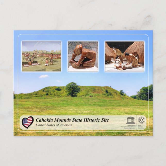 Cartão Postal UNESCO WHS - Cahokia Monta Local Histórico (Frente)