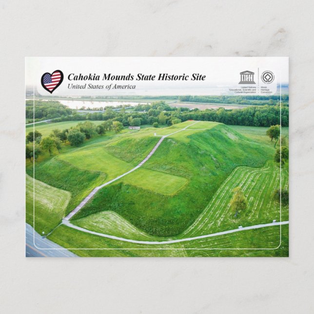 Cartão Postal UNESCO WHS - Cahokia Monta Local Histórico (Frente)