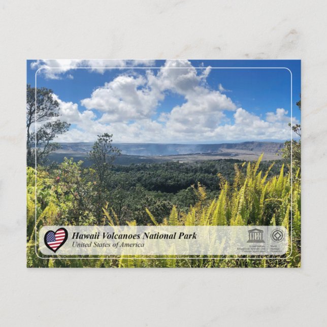 Cartão Postal Unesco WHS - Cartaz Nacional dos Vulcões do Havaí (Frente)