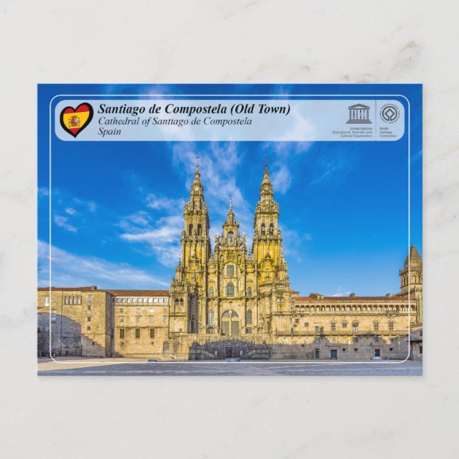 Cartão Postal UNESCO WHS - Catedral de Santiago de Compostela (Frente)