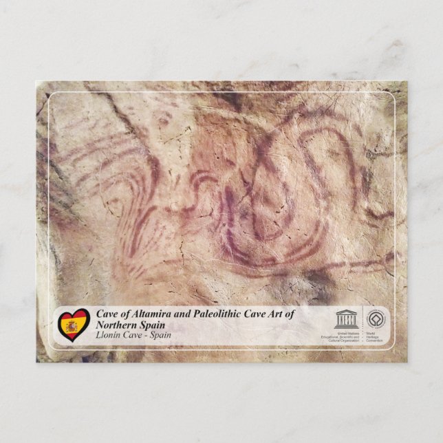 Cartão Postal UNESCO WHS - Caverna Llonín / Cueva de Llonín (Frente)