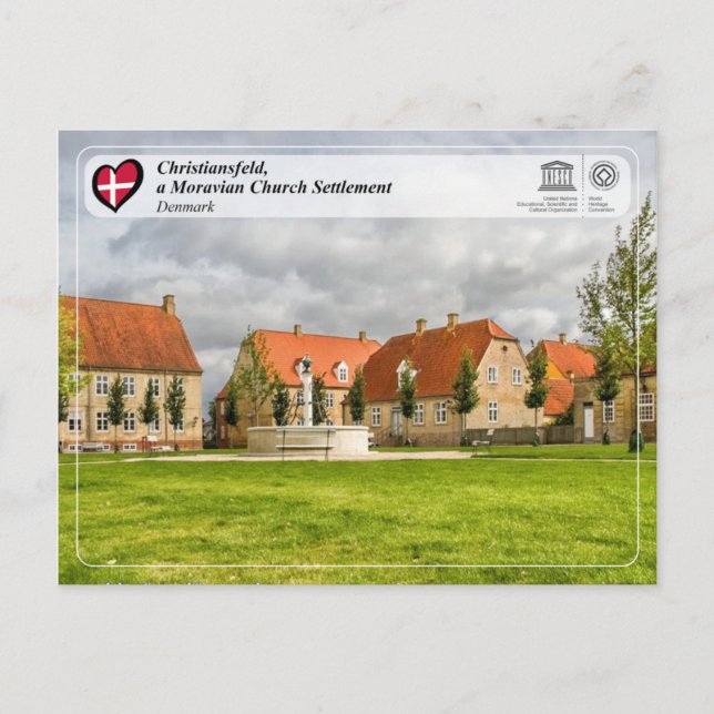 Cartão Postal UNESCO WHS - Christiansfeld - Igreja Morávia (Frente)