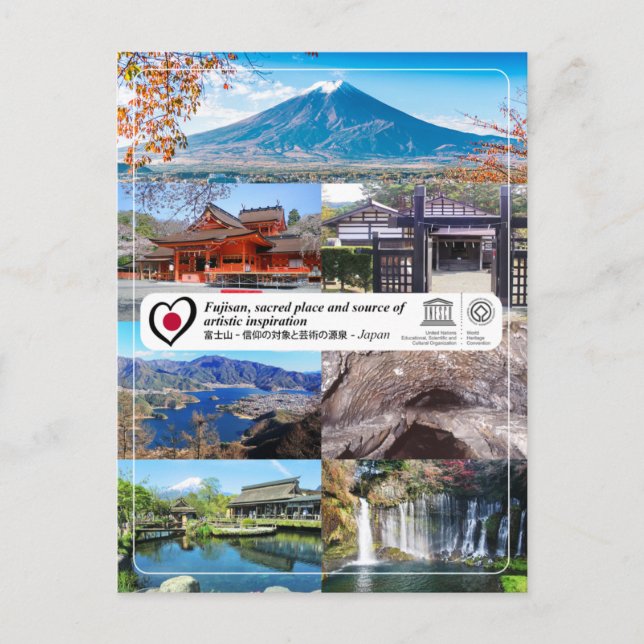 Cartão Postal UNESCO WHS - Fujisan - Monte Fuji - 富士山 (Frente)