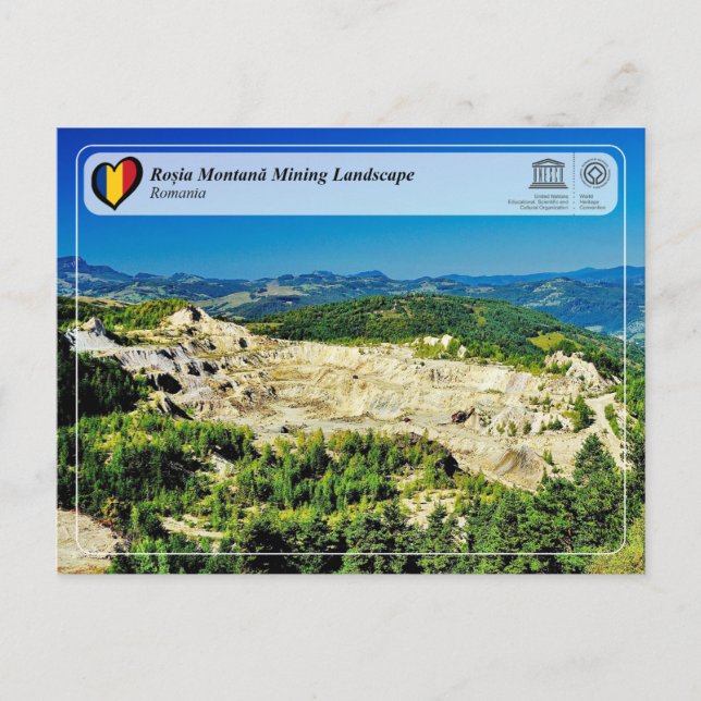 Cartão Postal UNESCO WHS - Roșia Montană Mining Landscape (Frente)