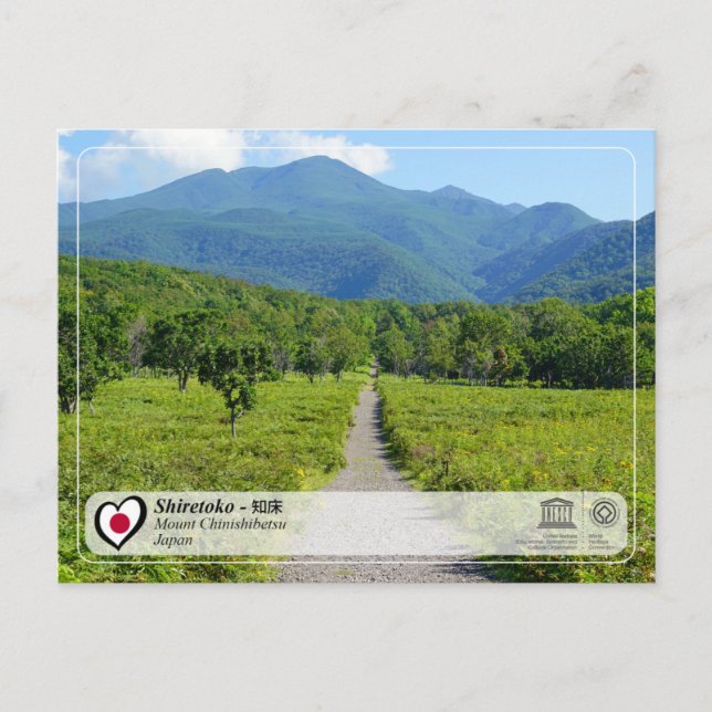 Cartão Postal UNESCO WHS - Shiretoko - 床 知 - Monte Chinishibetsu (Frente)