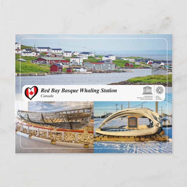 Cartão Postal UNESCO WHT - Estação Baleeira de Red Bay Basque (Frente)