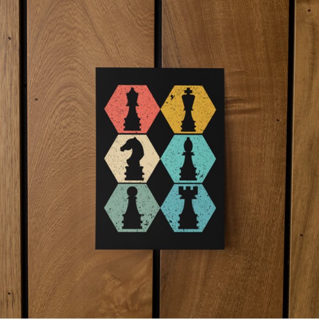 Cartão postal único do Xadrez Vintage (vintage chess pieces sunset postcard)