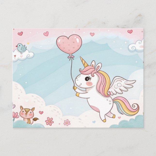 Cartão Postal Unicorn and Friends Under the Sun (Frente)