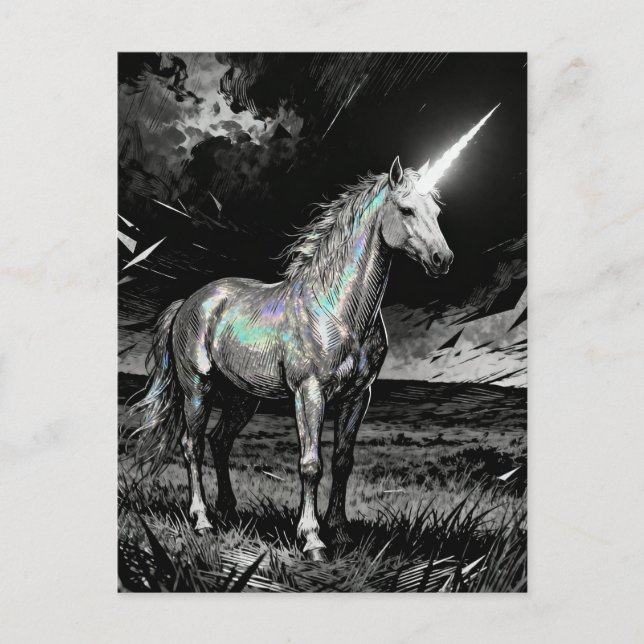 Cartão Postal Unicorn Black and White (Frente)