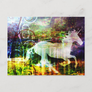Cartão postal Unicorn bonito Fantasy Land Fairy Ta