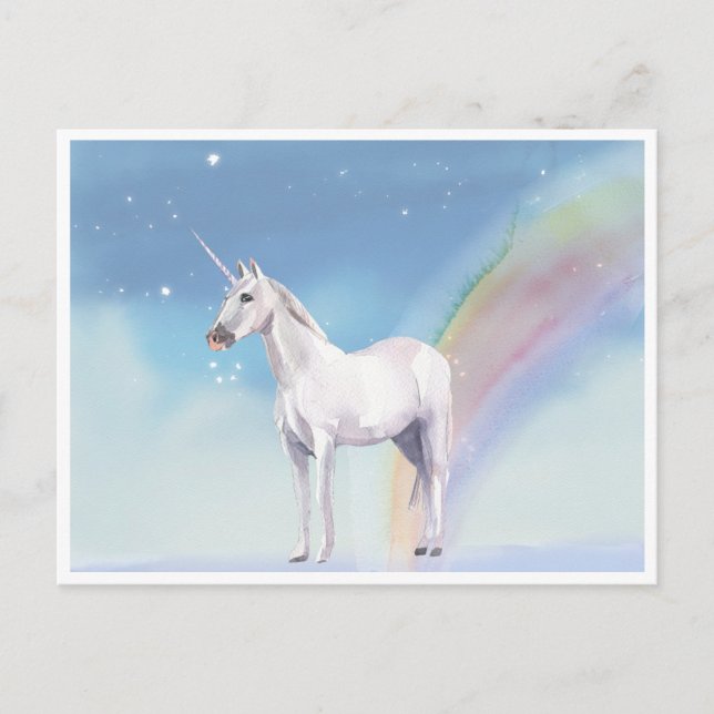 Cartão postal Unicorn e Rainbow Starry Heavens (Frente)