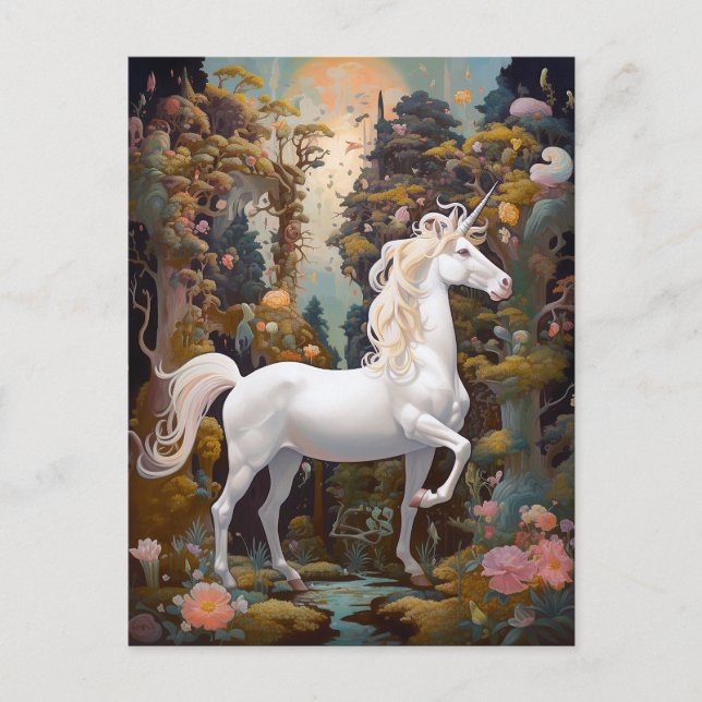 Cartão Postal Unicorn Fantasy Art (Frente)