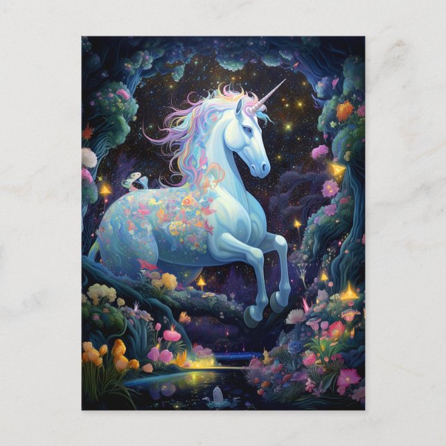 Cartão Postal Unicorn Fantasy Art (Frente)