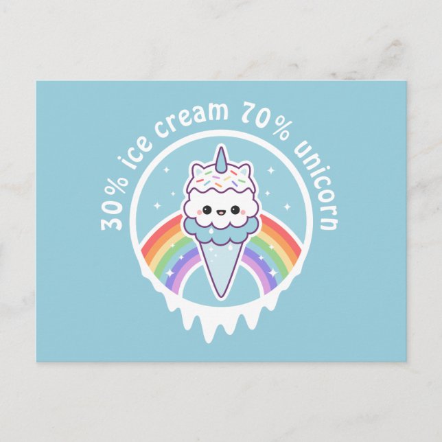 Cartão Postal Unicorn Ice Cream Cone (Frente)