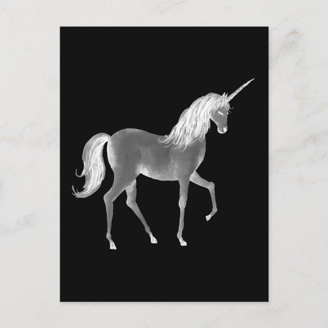 Cartão Postal Unicorn Impressão preto e branco (Frente)