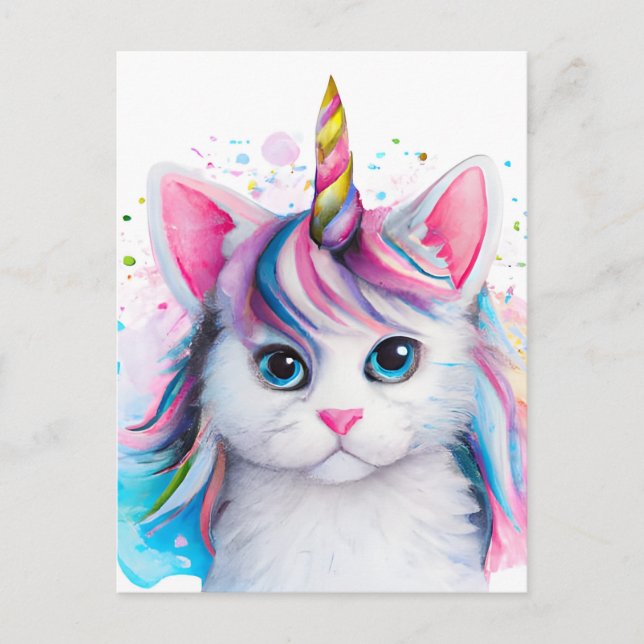 Cartão Postal Unicorn Kitten (Frente)
