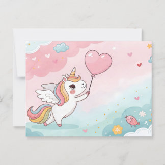 Cartão Postal Unicorn Magical Heart Day