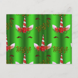 Cartão Postal Unicorn Natal Acredita Verde