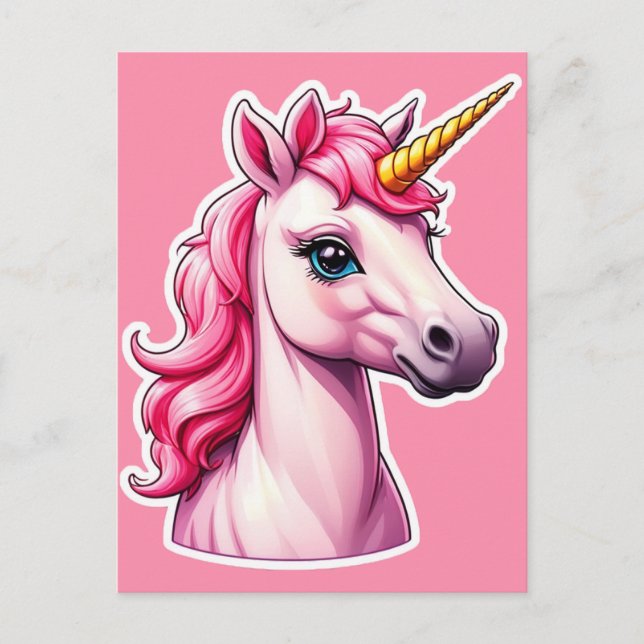 Cartão Postal Unicorn Pink Fantasy (Frente)
