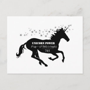 Cartão Postal Unicorn Power Falso Math Fórmula Engraçada