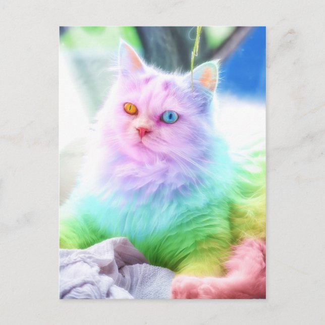 Cartão Postal Unicorn Rainbow Cat (Frente)