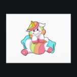 Cartão Postal Unicorn Shy with Pillow<br><div class="desc">This design is the perfect gift for a birthday, Christmas and other celebrations. It is suitable for women, men and kids.</div>