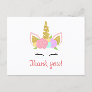 Cartão Postal Unicorn Thank You Postcard
