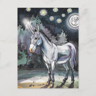Cartão Postal Unicórnio Burro Adorável