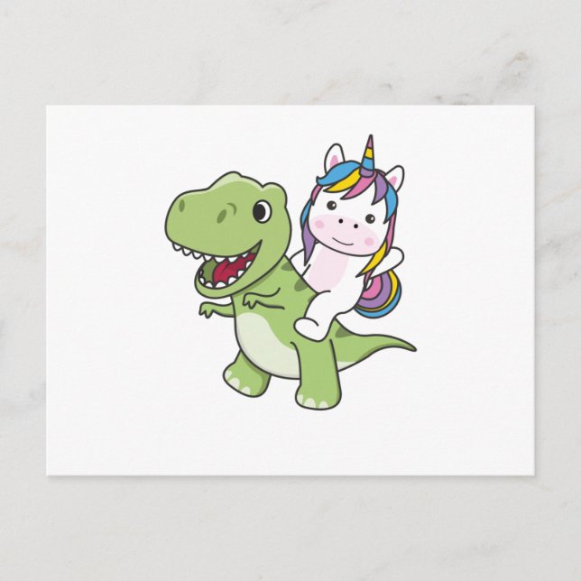Cartão Postal Unicórnio Difunde Trex Cute Dinossaur Com Unicórni (Frente)